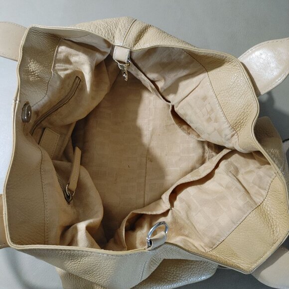 Furla Beige Soft Leather Tote Shoulder Bag Handbag Italy Dual Handles Spacious - Picture 6 of 11